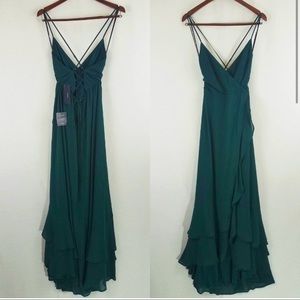 In Love Forever Emerald Green Lace-Up Maxi Dress